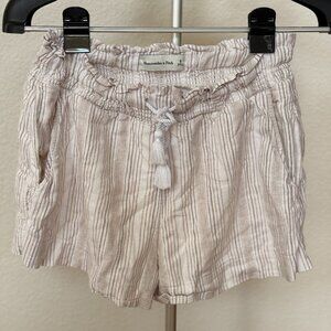 Abercrombie & Fitch Striped Linen-Blend Tassel Lounge Shorts – Size S